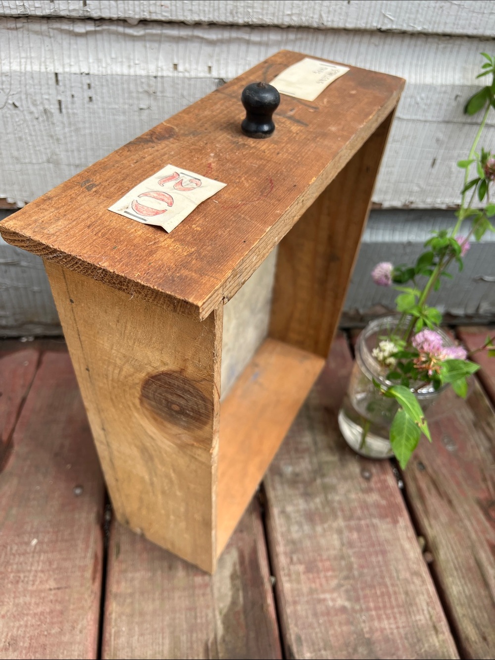 Rustic Wooden Shadow Box Shelf - Natural Wood